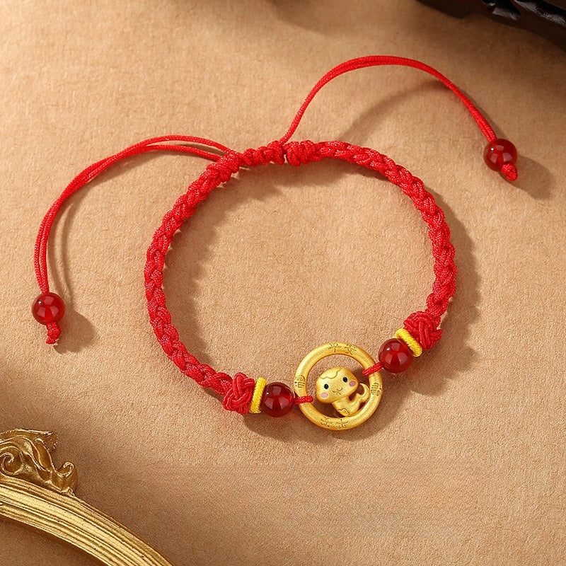 Red String Bracelet Featuring Chinese Zodiac Peace Circle and S925 Silver – Horse Year Good Luck Charm