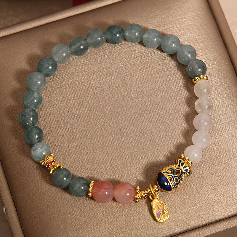 Fortune Jewel Jade Yanyuan Agate White Jade Koi Fish Scripture Charm Luck Bracelet