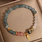 Fortune Jewel Jade Yanyuan Agate White Jade Koi Fish Scripture Charm Luck Bracelet