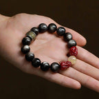 Fortune Jewel Gold Sheen Obsidian PiXiu Cinnabar Om Mani Padme Hum Protection Bracelet