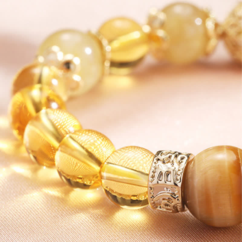 Fortune Jewel Citrine Generosity Prosperity Beaded Bracelet