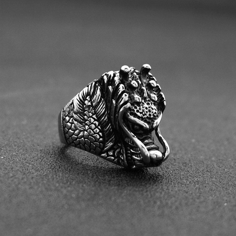 Dragon Balance Titanium Steel Ring Fortune Jewel