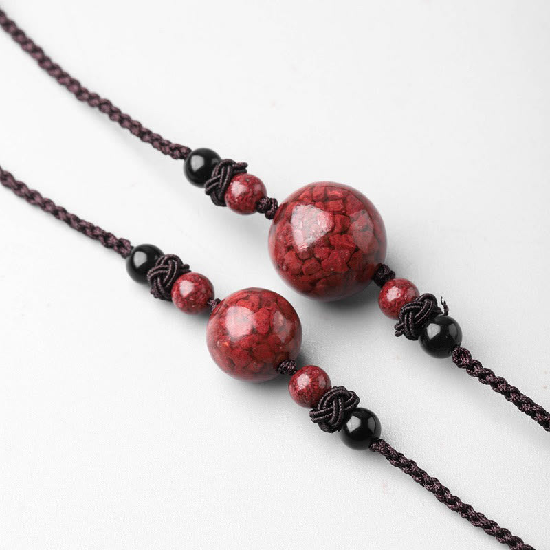 Fortune Jewel Natural Cinnabar Stones Bead Blessing Necklace Pendant