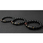 Black Obsidian Ebony Wood Red Tiger Eye Strength Couple Bracelet