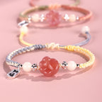 Fortune Jewel Yanyuan Agate Cat Claw Paw White Bodhi Seed Fu Character Positive Braided Rope Bracelet