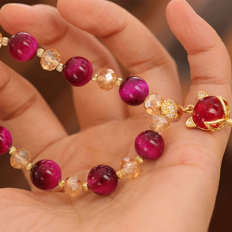 Fortune Jewel Red Tiger Eye PiXiu Fox Protection Self Confidence Bracelet