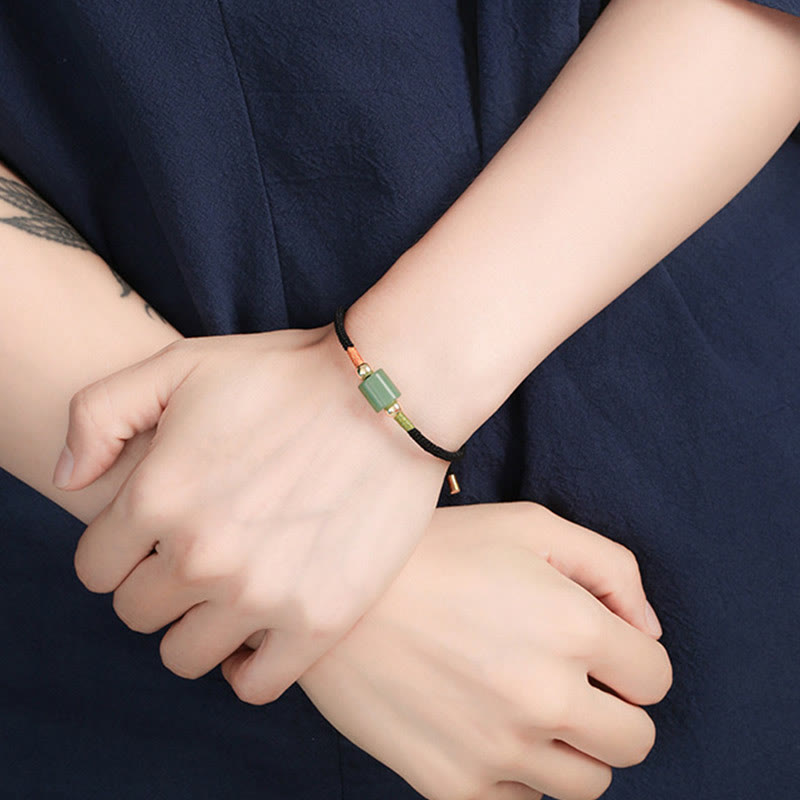 Fortune Jewel Tibet Handmade Green Aventurine Red Stone Malachite Luck Protection Braided Rope Bracelet