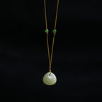 Fortune Jewel Natural Hetian Jade Small Bag Pattern Prosperity String Necklace Pendant