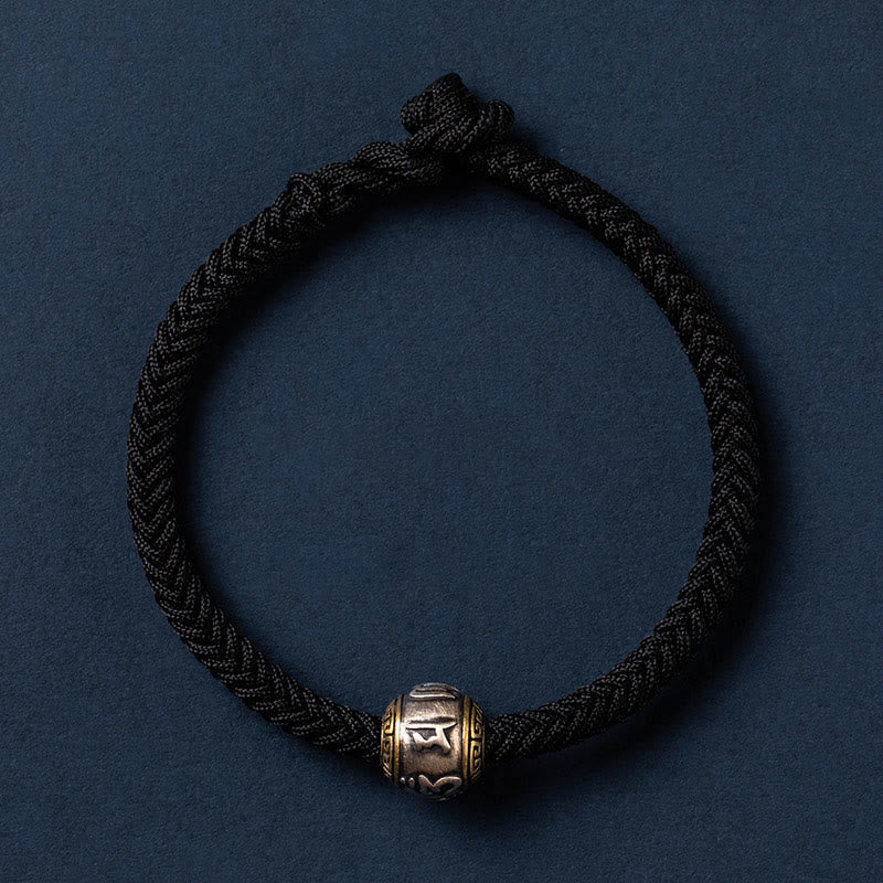Fortune Jewel 925 Sterling Silver Tibet Handmade Om Mani Padme Hum Luck Protection King Kong Knot Braided Bracelet - Fortune Jewel