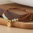 Fortune Jewel Jade Beads Fu Character Blessing Rope Bracelet