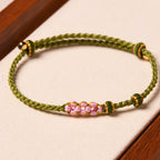 Fortune Jewel Handmade Peach Blossom Protection Braided Rope Bracelet