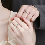 Fortune Jewel 925 Sterling Silver Sun Moon Protection Adjustable Couple Ring