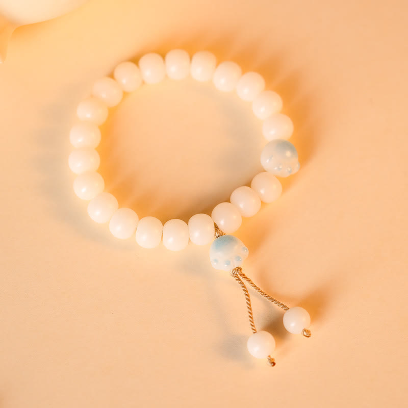 Fortune Jewel Natural Bodhi Seed Lovely Paw Lucky Cat Paw Peace Bracelet