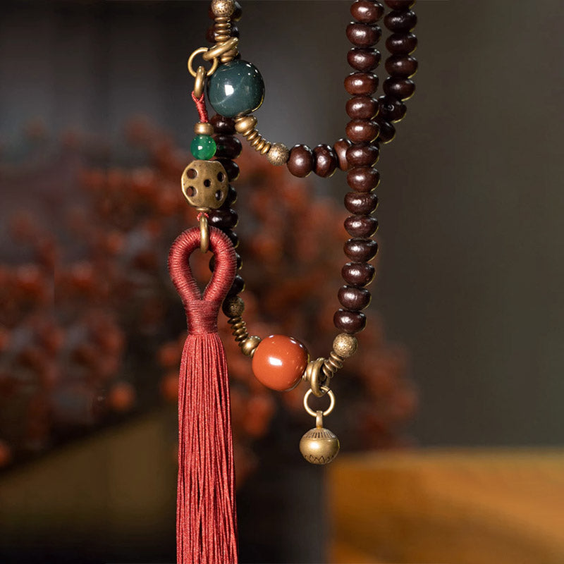 Fortune Jewel 108 Mala Beads Natural Tibet Purple Bodhi Seed Auspiciousness Bracelet