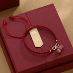 Fortune Jewel Strawberry Quartz Crystal Endless Knot Love Healing Red String Weave Bracelet
