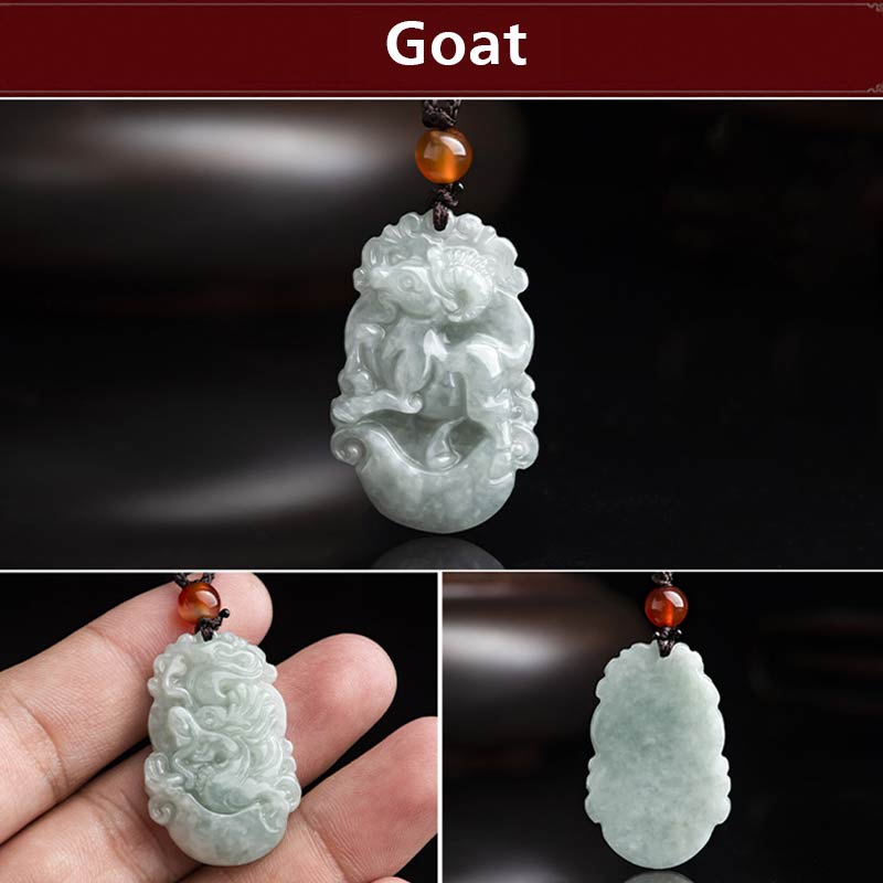 Fortune Jewel Natural Jade 12 Chinese Zodiac Sucess Pendant Necklace Fortune Jewel