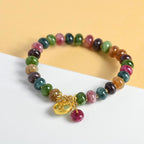 Fortune Jewel Colorful Tourmaline Cute Flower Rabbit Charm Love Bracelet