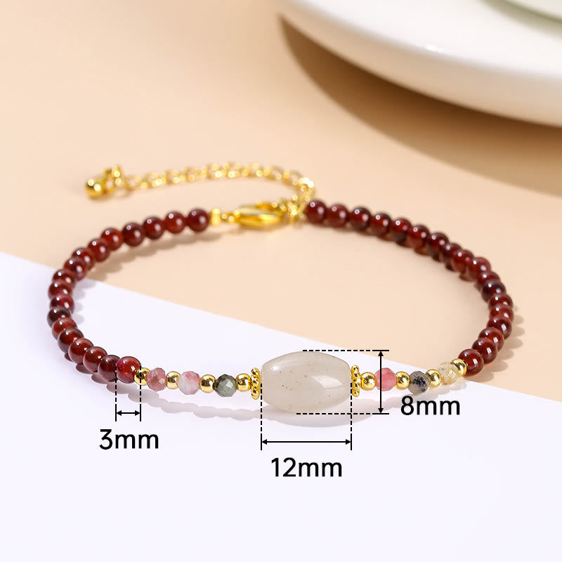 Fortune Jewel Garnet Jade Tourmaline Bead Passion Bracelet