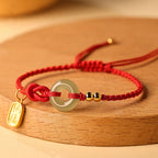 Fortune Jewel Hetian Jade Peace Buckle Fu Character String Luck Bracelet