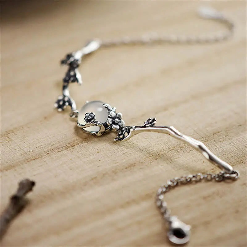 Fortune Jewel "Sending Grace and Harmony"Plum Blossom Chalcedony Bracelet Includes Gift Message Card Fortune Jewel