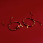 Fortune Jewel Natural Cinnabar Peace Buckle Fu Character Charm Blessing Braided Bracelet