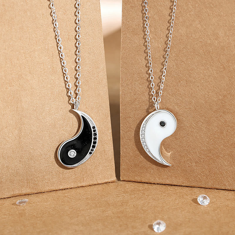 Fortune Jewel 925 Sterling Silver Yin Yang Symbol Harmnoy Necklace Pendant Fortune Jewel