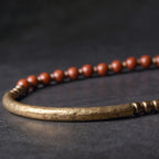 Fortune Jewel Red Jasper Moss Agate Black Obsidian Crystal Copper Peace Couple Bracelet