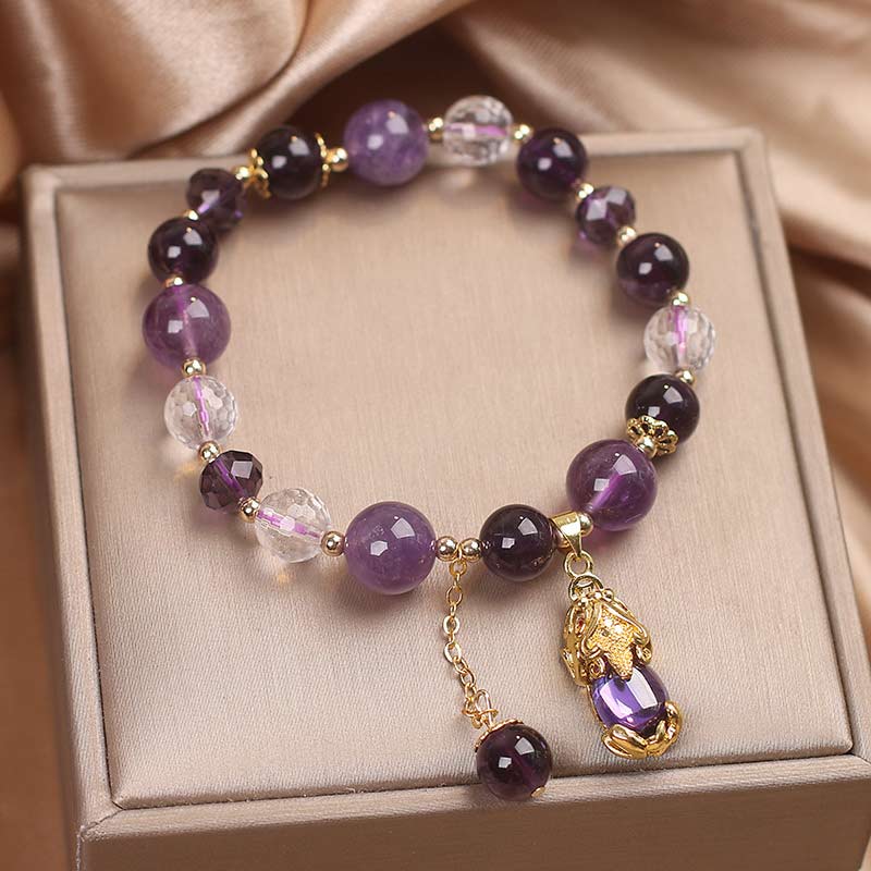 Fortune Jewel  Natural Amethyst PiXiu Healing Bracelet