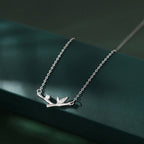 Fortune Jewel Bamboo Leaf Design Copper Zircon Wealth Necklace Pendant