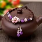 Fortune Jewel Natural Amethyst Rose Quartz Crystal Charm Lucky Healing Anklet