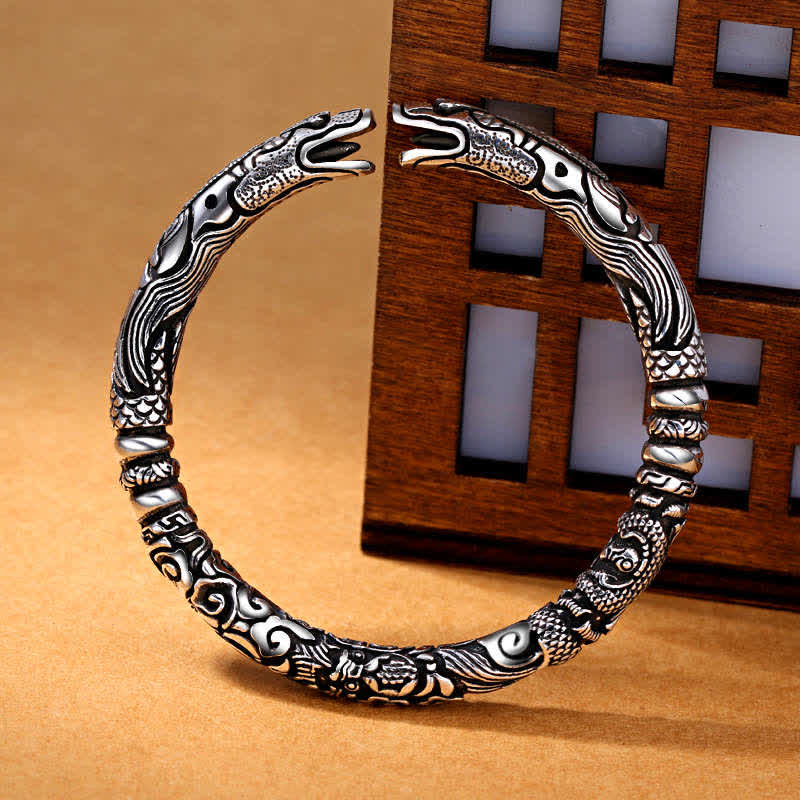 Fortune Jewel Dragon Head Carved Luck Bracelet Bangle Fortune Jewel