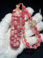 Pink Jelly Gemstone Natural Corn Ornament