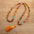 Fortune Jewel 108 Mala Beads Mookaite Emotional Growth Bracelet Tassel Necklace Pendant