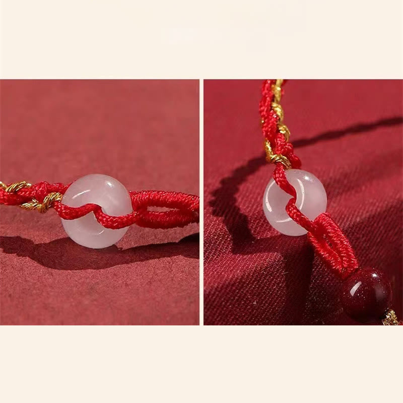 Fortune Jewel Natural Cinnabar Jade Peace Buckle Blessing Bracelet