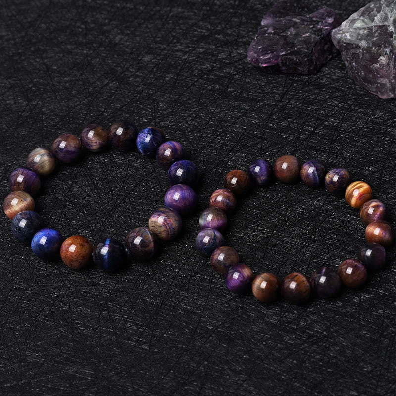 Fortune Jewel Natural Purple Tiger Eye Protection Strength Bracelet