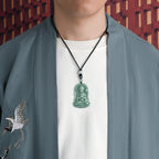 Fortune Jewel Four-armed Avalokitesvara Natural Jade Amulet Blessing String Necklace Fortune Jewel