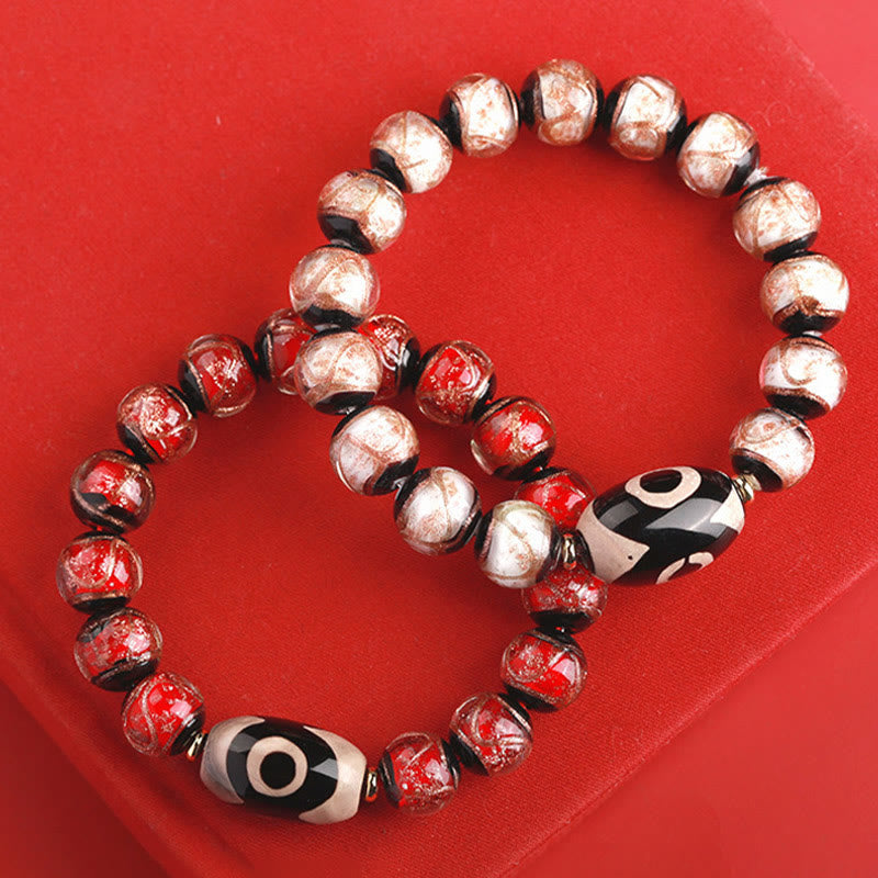 Fortune Jewel Tibetan Nine-Eye Dzi Bead Three-eyed Dzi Bead Liuli Glass Bead Wealth Bracelet