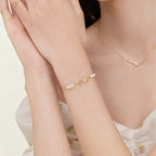 Gold Tulip Pearl Flower Bracelet