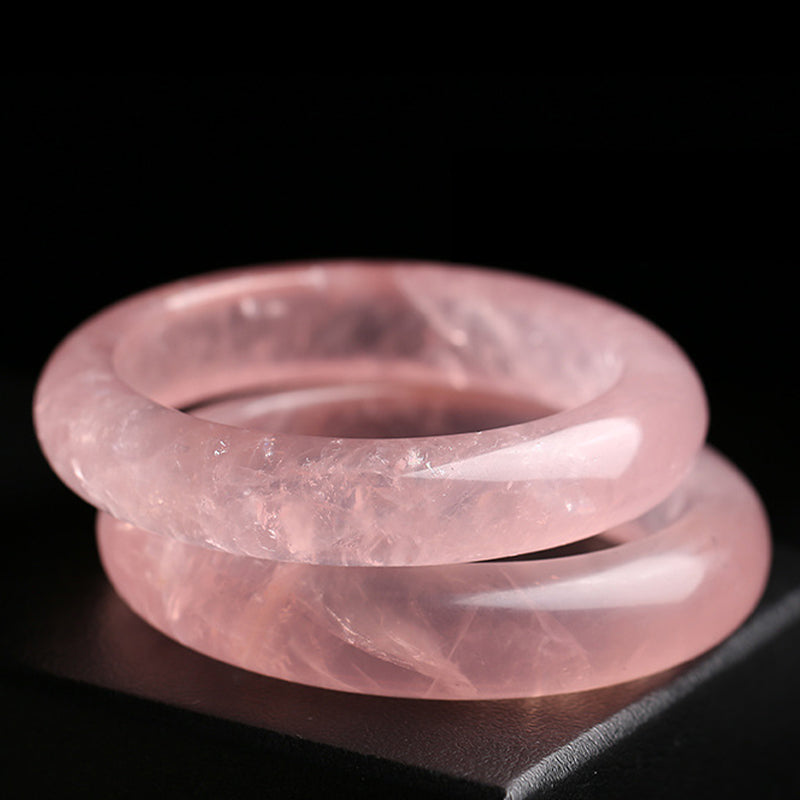 Fortune Jewel  Natural Rose Quartz Love Caring Bracelet Bangle