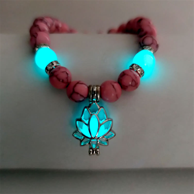 Fortune Jewel Tibetan Turquoise Glowstone Luminous Bead Lotus Protection Bracelet
