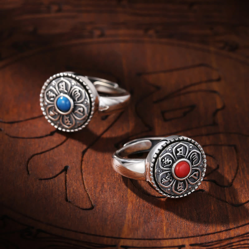 Fortune Jewel Tibetan Om Mani Padme Hum Peace Rotatable Ring