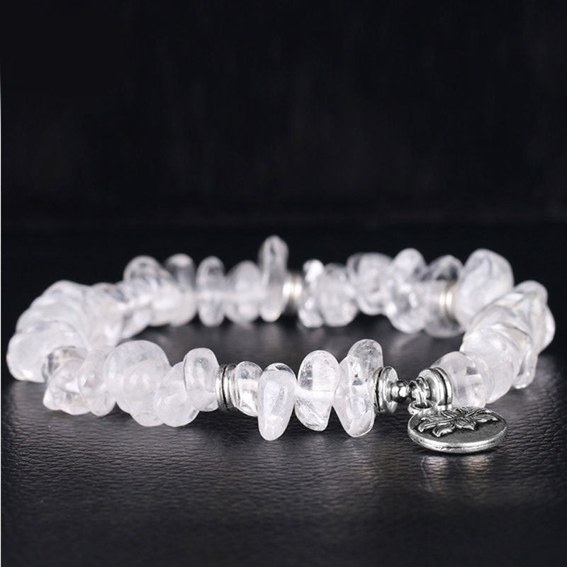 Fortune Jewel Natural White Crystal Lotus Healing Bracelet