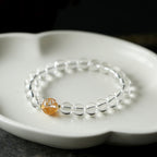Fortune Jewel Natural Black Obsidian White Crystal Black Onyx Dragon Strength Bracelet