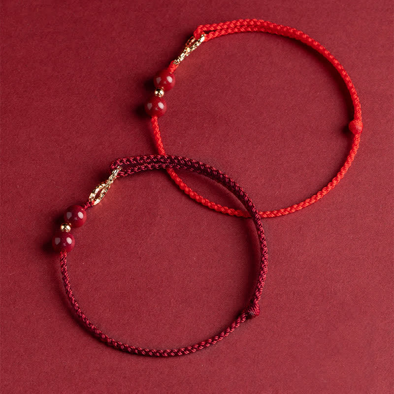 Fortune Jewel Cinnabar Blessing Red String Golden Infinity Symbol Bracelet Anklet