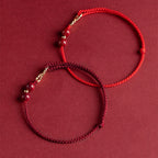 Fortune Jewel Cinnabar Blessing Red String Golden Infinity Symbol Bracelet Anklet