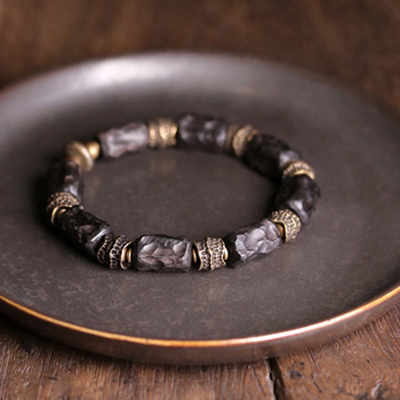 Fortune Jewel Tibetan Ebony Wood Copper Calm Peace Bracelet