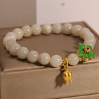 Fortune Jewel Natural Jade Green Flower Lily Of The Valley Luck Bracelet