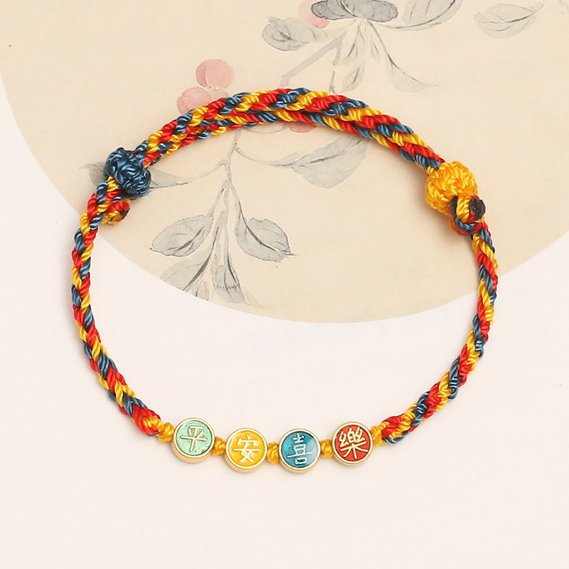 Fortune Jewel Handmade Dunhuang Color Thread Peace And Joy Protection Braid String Bracelet