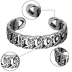 Fortune Jewel Tibetan Om Mani Padme Hum Mantra Titanium Steel Peace Cuf Bangle Bracelet