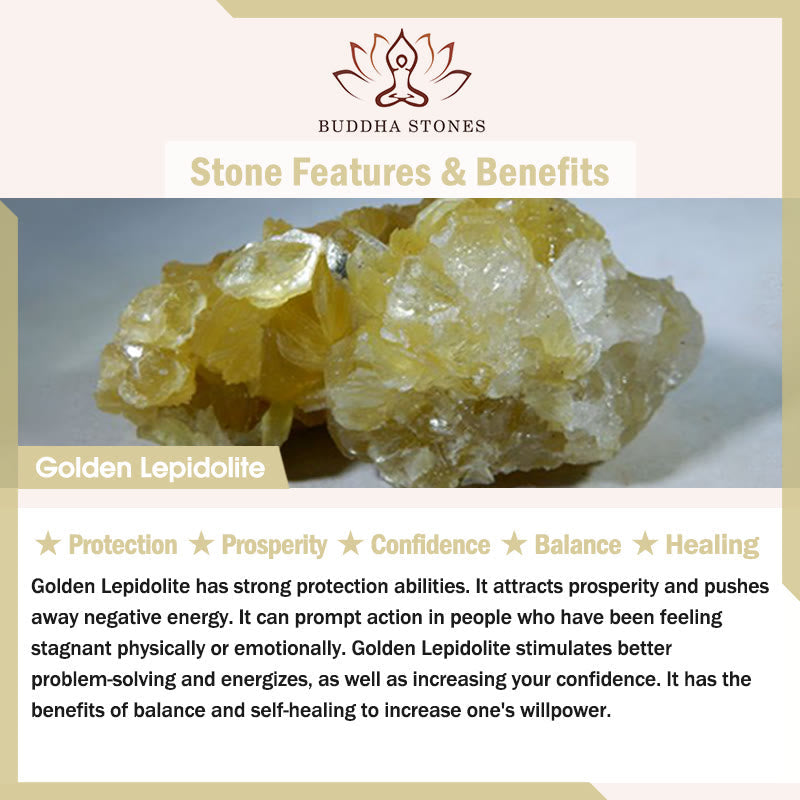 Fortune Jewel Natural Golden Lepidolite Protection Prosperity Bracelet
